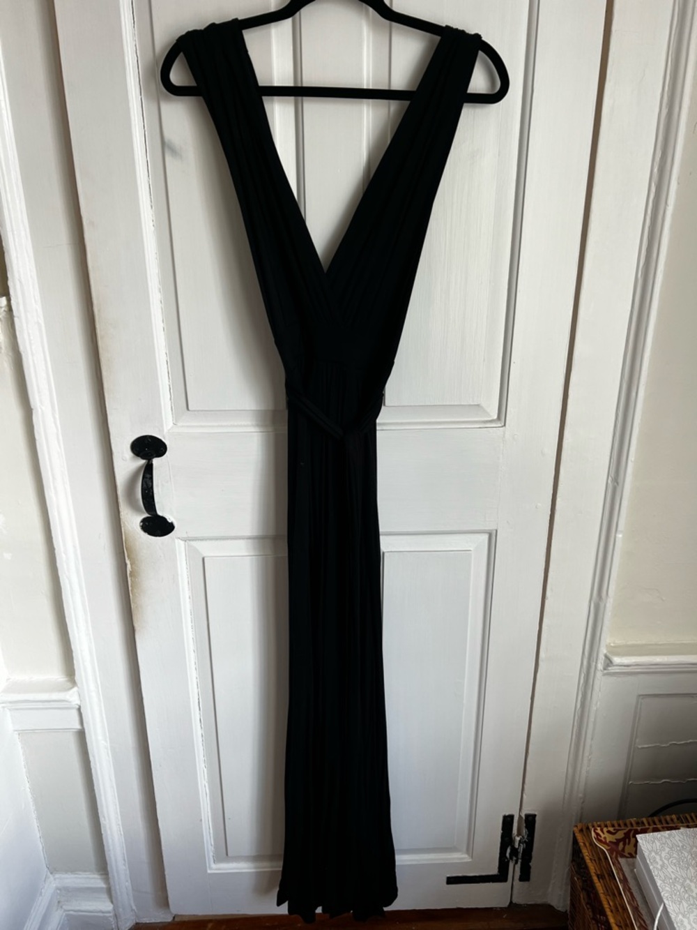 Black Deep V Jersey Jumpsuit